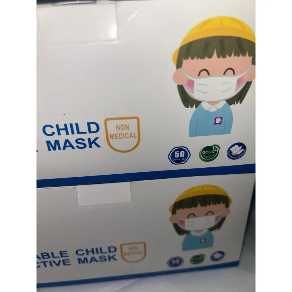 Weprok Disposable Child Protective Mask 2 Boxes 100 Count White Non-Medical Kids